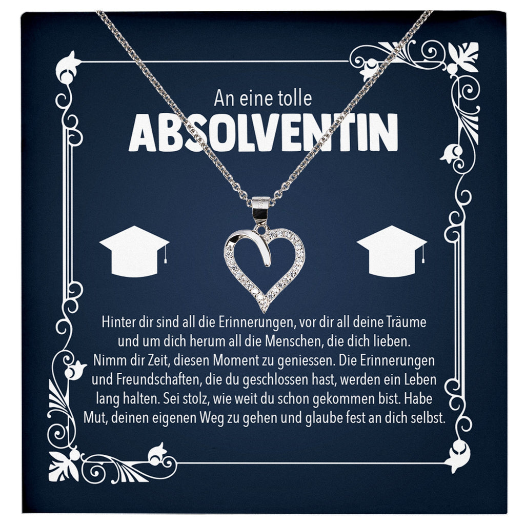 22Feels® Studienabschluss Geschenk Silber 925 Herz Halskette mit Karte Uni Studentin Glückwunsch Frauen Schmuck Bachelor Master Doktortitel Absolvia-Schmuck mit Botschaftskarte - Herz21-22Feels