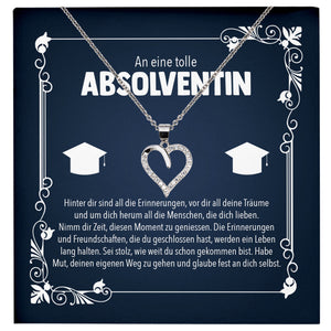 22Feels® Studienabschluss Geschenk Silber 925 Herz Halskette mit Karte Uni Studentin Glückwunsch Frauen Schmuck Bachelor Master Doktortitel Absolvia-Schmuck mit Botschaftskarte - Herz21-22Feels