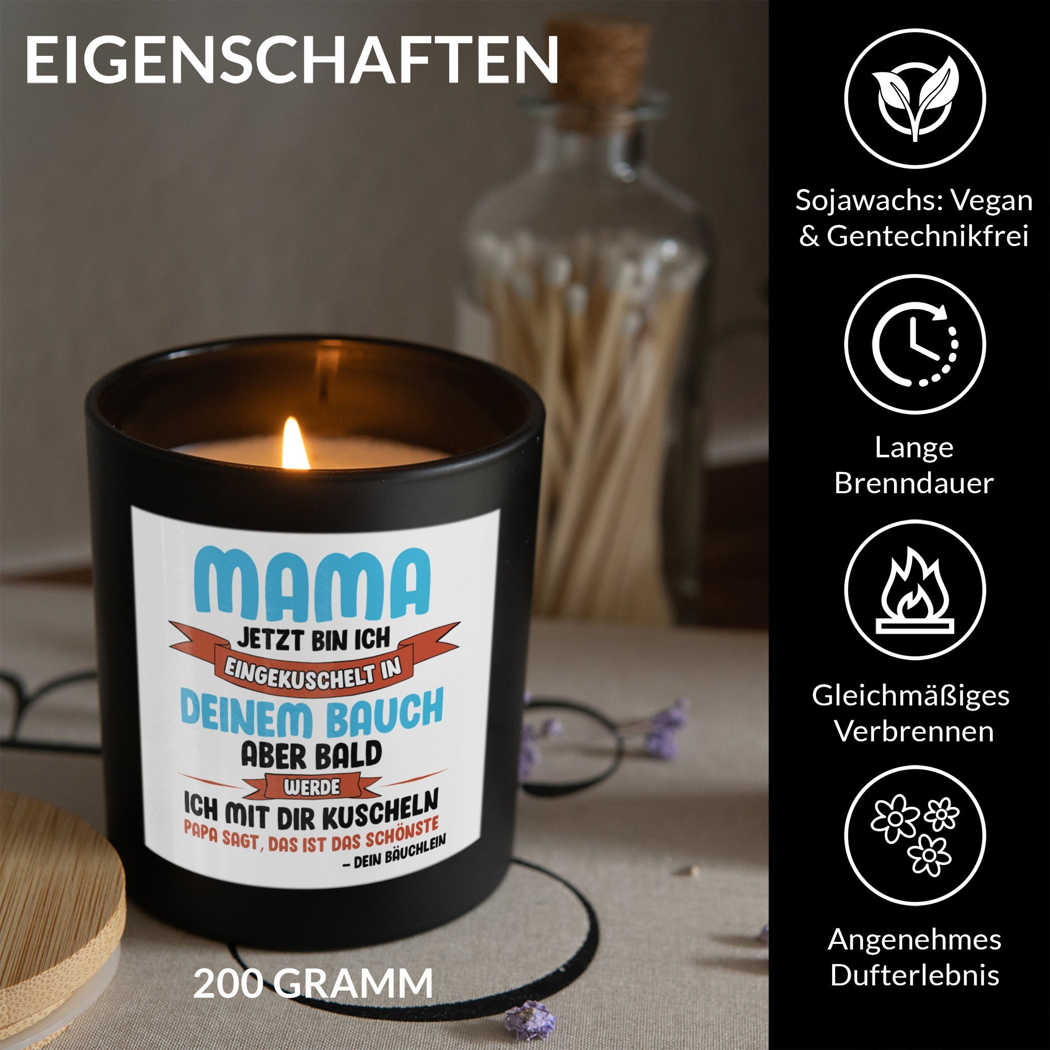 22Feels® Schwangerschaft Geschenk HANDGEMACHTE Sojawachs Duft-Kerze im Glas (ZITRUS, VEGAN)-Spruchkerzen B1K1-22Feels