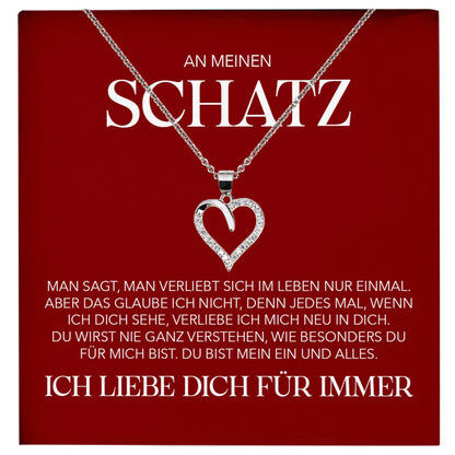 22Feels® Schatz Ich Liebe Dich Frauen Geschenk Silber 925/000 Schmuck Ehefrau Freundin Herz Halskette Valentinstag Hochzeitstag Jahrestag-Schmuck mit Botschaftskarte - Herz21-22Feels