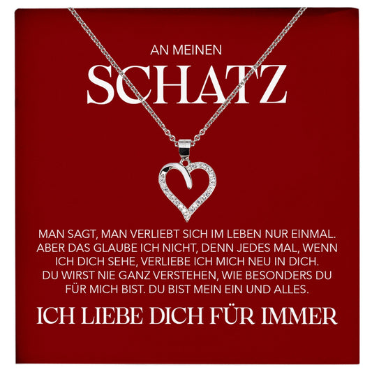 22Feels® Schatz Ich Liebe Dich Frauen Geschenk Silber 925/000 Schmuck Ehefrau Freundin Herz Halskette Valentinstag Hochzeitstag Jahrestag-Schmuck mit Botschaftskarte - Herz21-22Feels