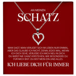 22Feels® Schatz Ich Liebe Dich Frauen Geschenk Silber 925/000 Schmuck Ehefrau Freundin Herz Halskette Valentinstag Hochzeitstag Jahrestag-Schmuck mit Botschaftskarte - Herz21-22Feels