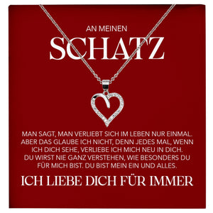 22Feels® Schatz Ich Liebe Dich Frauen Geschenk Silber 925/000 Schmuck Ehefrau Freundin Herz Halskette Valentinstag Hochzeitstag Jahrestag-Schmuck mit Botschaftskarte - Herz21-22Feels
