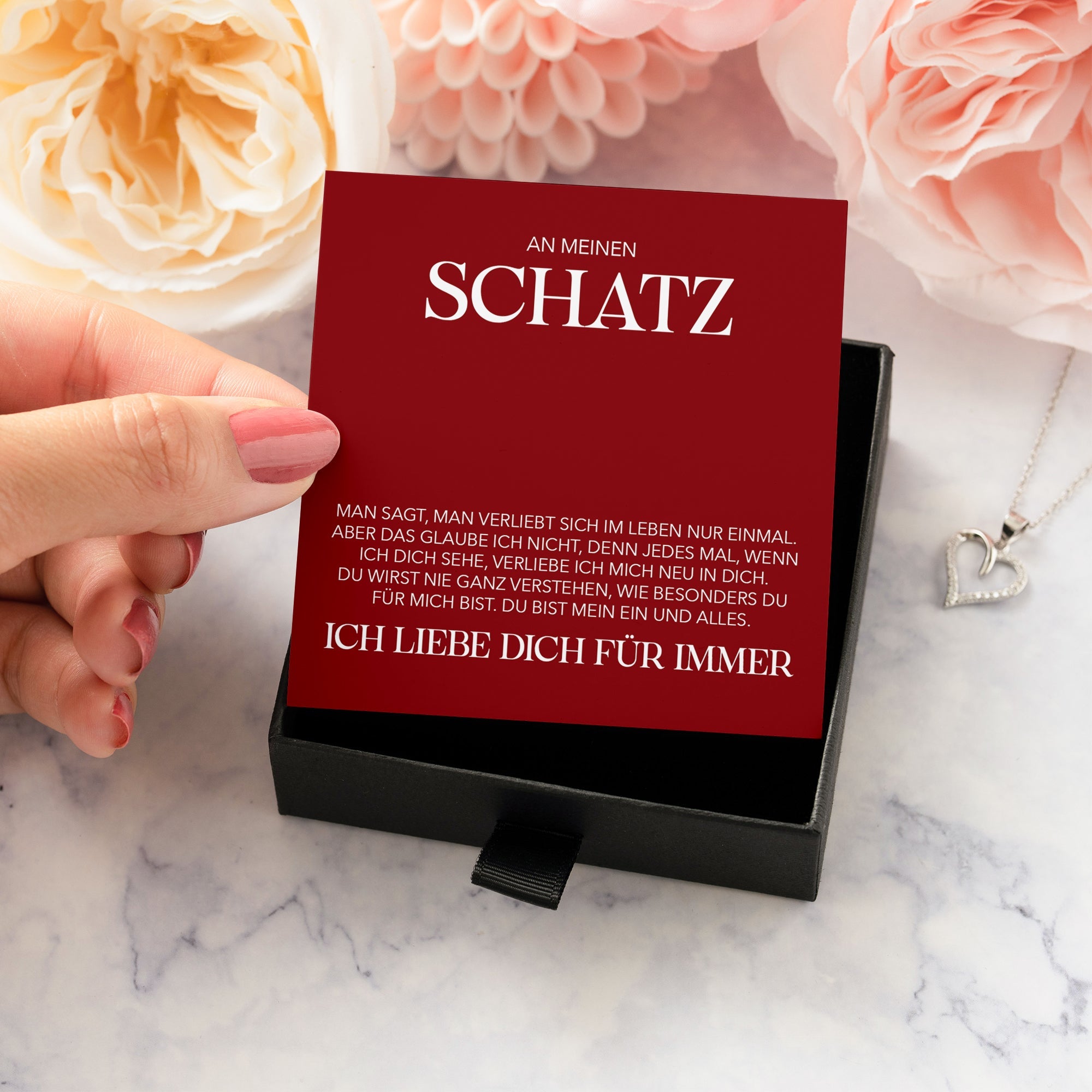 22Feels® Schatz Ich Liebe Dich Frauen Geschenk Silber 925/000 Schmuck Ehefrau Freundin Herz Halskette Valentinstag Hochzeitstag Jahrestag-Schmuck mit Botschaftskarte - Herz21-22Feels