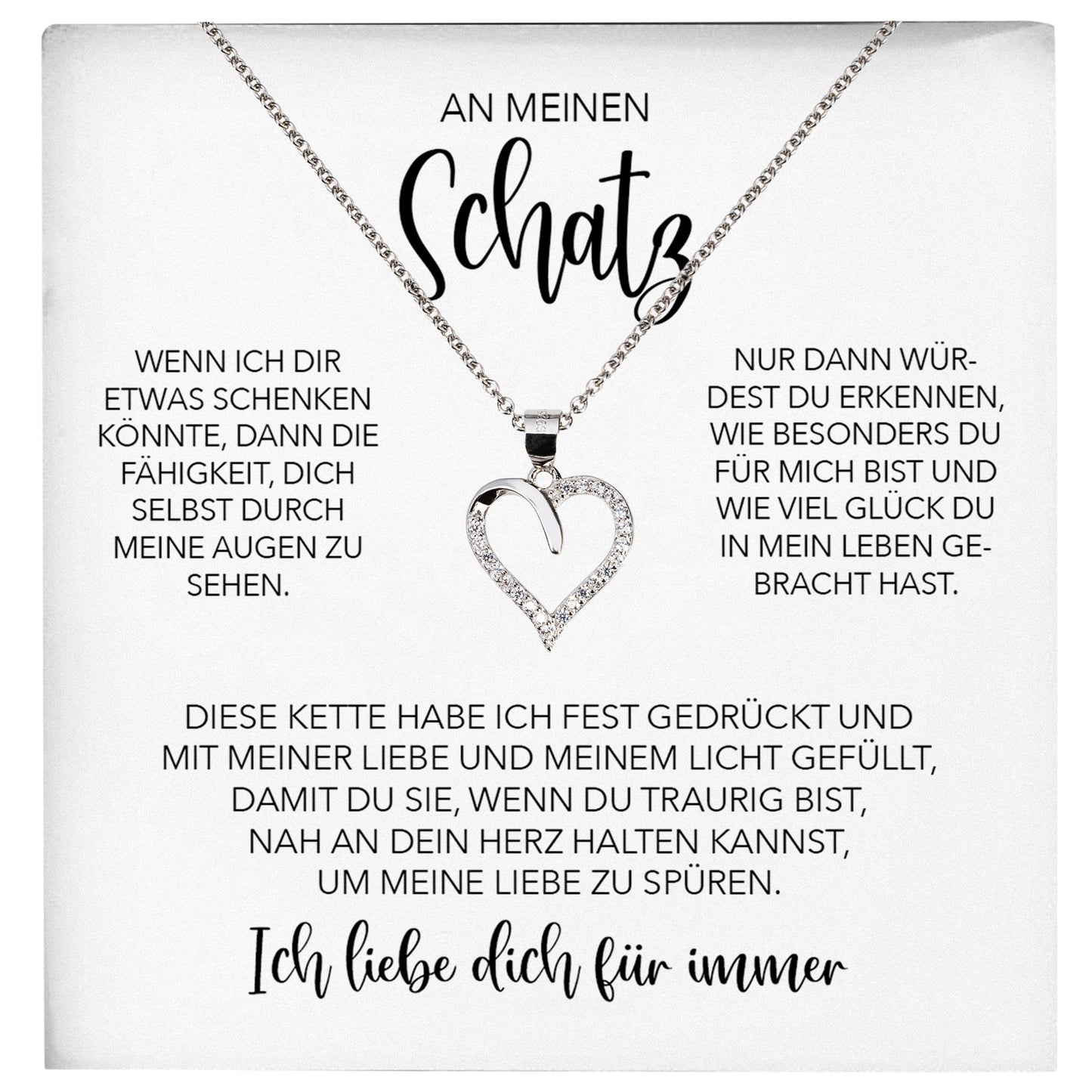 22Feels® Schatz Ich Liebe Dich Frauen Geschenk Silber 925/000 Schmuck Ehefrau Freundin Herz Halskette Valentinstag Hochzeitstag Jahrestag-Schmuck mit Botschaftskarte - Herz21-22Feels