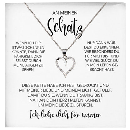 22Feels® Schatz Ich Liebe Dich Frauen Geschenk Silber 925/000 Schmuck Ehefrau Freundin Herz Halskette Valentinstag Hochzeitstag Jahrestag-Schmuck mit Botschaftskarte - Herz21-22Feels