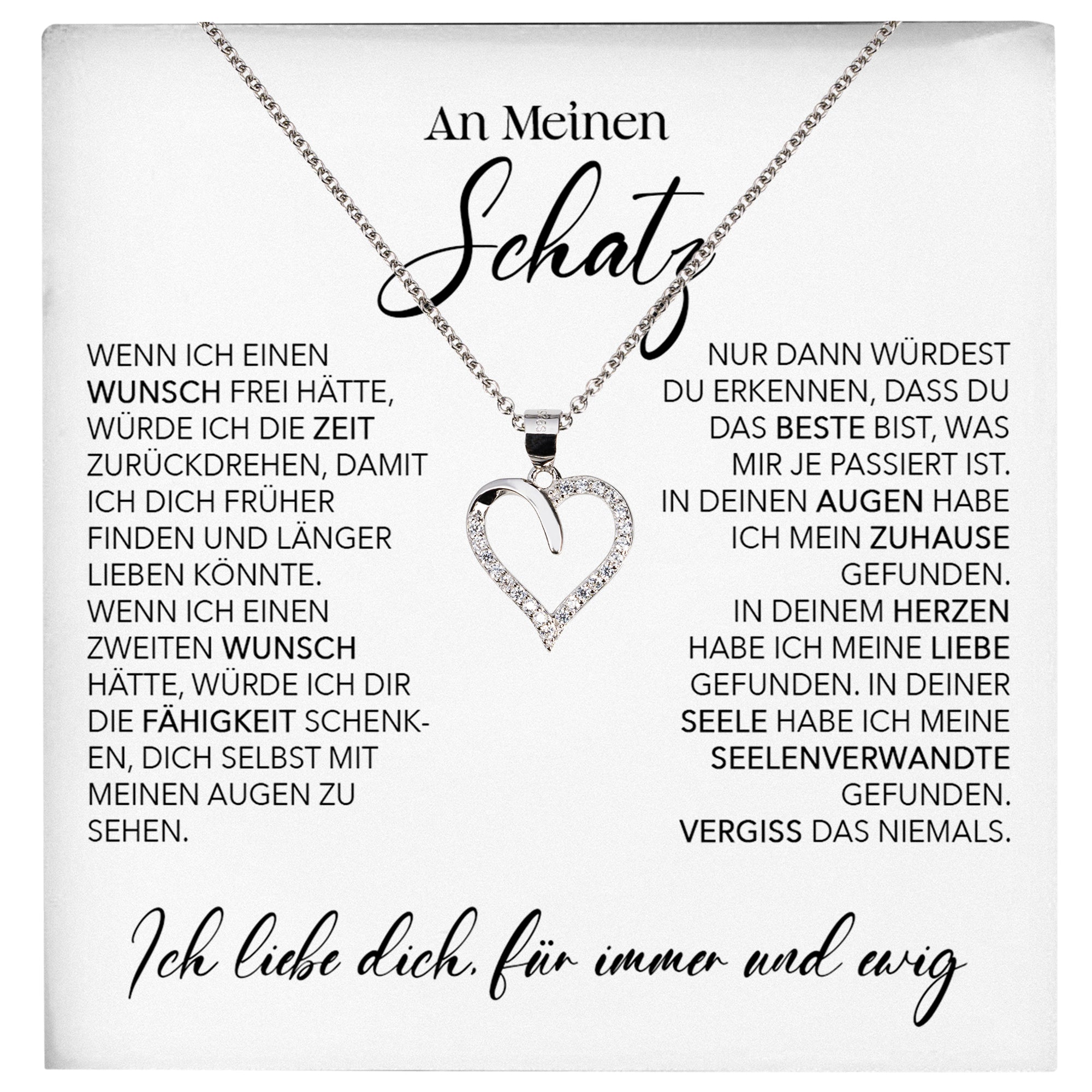 22Feels® Schatz Ich Liebe Dich Frauen Geschenk Silber 925/000 Schmuck Ehefrau Freundin Herz Halskette Valentinstag Hochzeitstag Jahrestag-Schmuck mit Botschaftskarte - Herz21-22Feels
