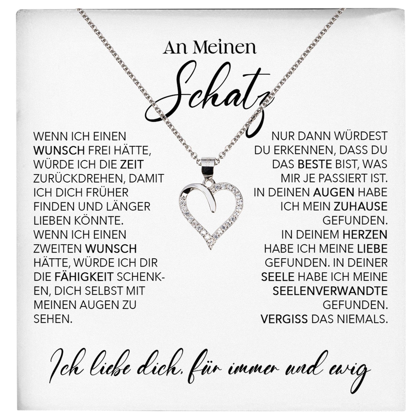 22Feels® Schatz Ich Liebe Dich Frauen Geschenk Silber 925/000 Schmuck Ehefrau Freundin Herz Halskette Valentinstag Hochzeitstag Jahrestag-Schmuck mit Botschaftskarte - Herz21-22Feels