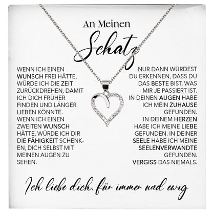 22Feels® Schatz Ich Liebe Dich Frauen Geschenk Silber 925/000 Schmuck Ehefrau Freundin Herz Halskette Valentinstag Hochzeitstag Jahrestag-Schmuck mit Botschaftskarte - Herz21-22Feels