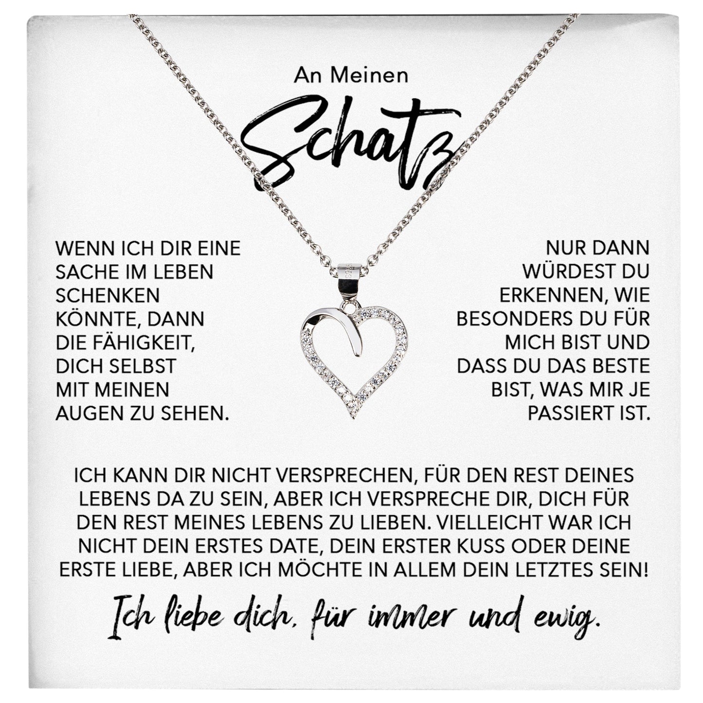 22Feels® Schatz Ich Liebe Dich Frauen Geschenk Silber 925/000 Schmuck Ehefrau Freundin Herz Halskette Valentinstag Hochzeitstag Jahrestag-Schmuck mit Botschaftskarte - Herz21-22Feels