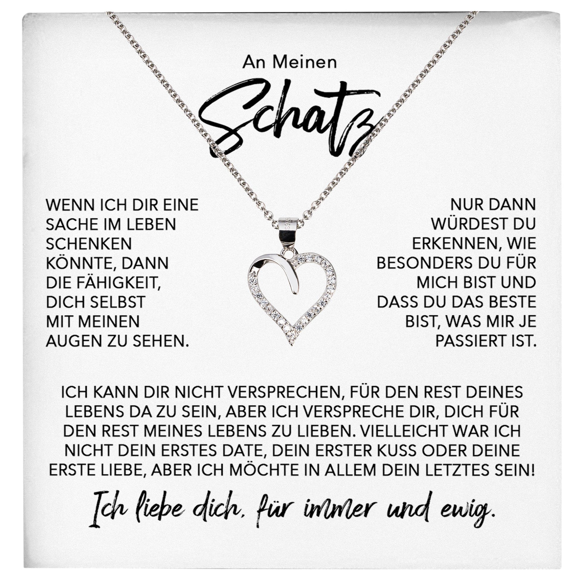 22Feels® Schatz Ich Liebe Dich Frauen Geschenk Silber 925/000 Schmuck Ehefrau Freundin Herz Halskette Valentinstag Hochzeitstag Jahrestag-Schmuck mit Botschaftskarte - Herz21-22Feels