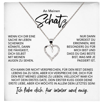 22Feels® Schatz Ich Liebe Dich Frauen Geschenk Silber 925/000 Schmuck Ehefrau Freundin Herz Halskette Valentinstag Hochzeitstag Jahrestag-Schmuck mit Botschaftskarte - Herz21-22Feels