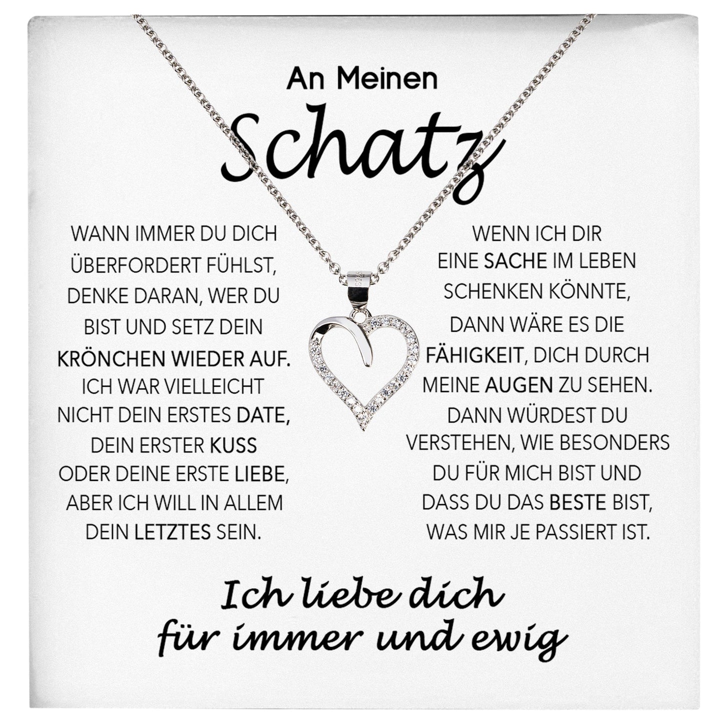 22Feels® Schatz Ich Liebe Dich Frauen Geschenk Silber 925/000 Schmuck Ehefrau Freundin Herz Halskette Valentinstag Hochzeitstag Jahrestag-Schmuck mit Botschaftskarte - Herz21-22Feels