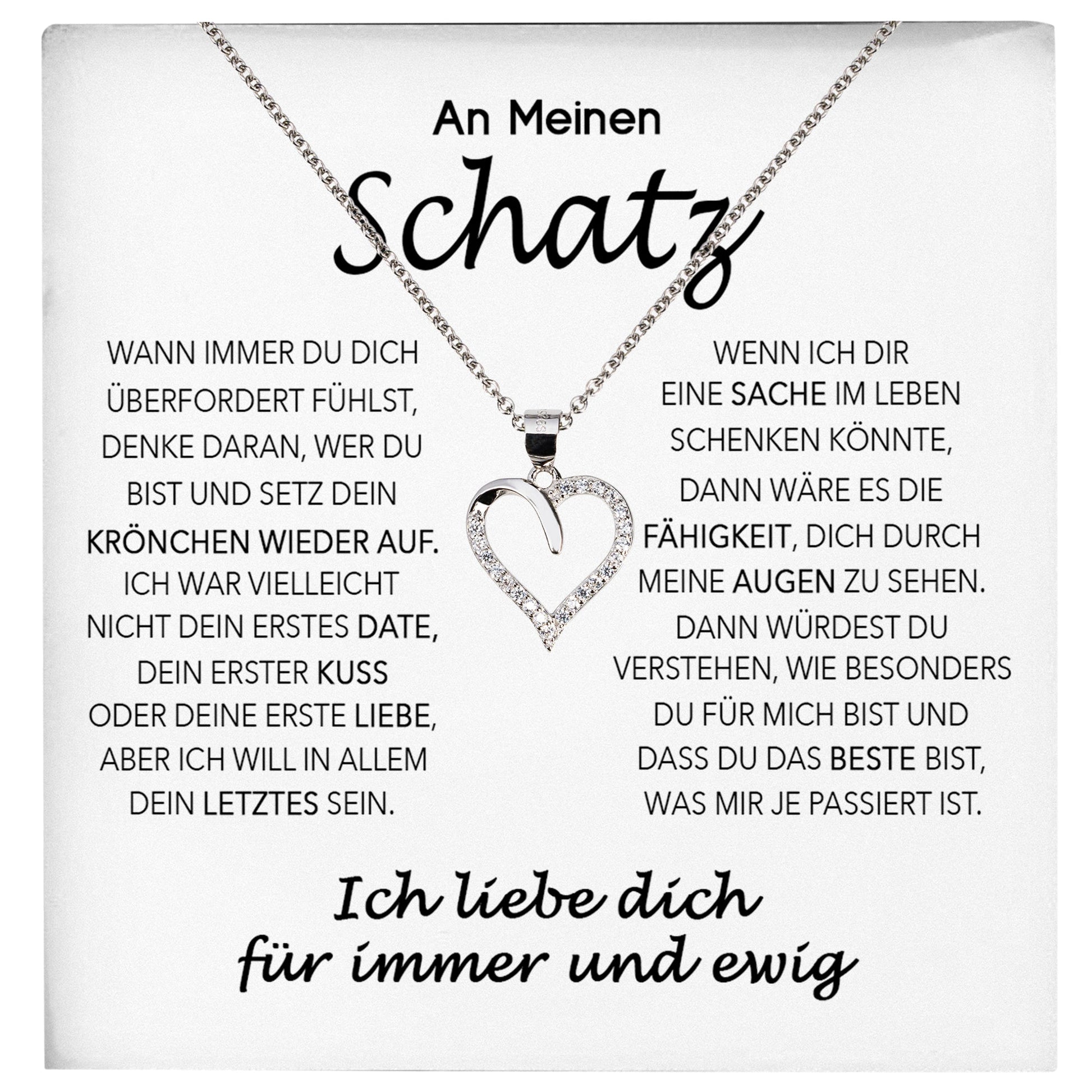 22Feels® Schatz Ich Liebe Dich Frauen Geschenk Silber 925/000 Schmuck Ehefrau Freundin Herz Halskette Valentinstag Hochzeitstag Jahrestag-Schmuck mit Botschaftskarte - Herz21-22Feels