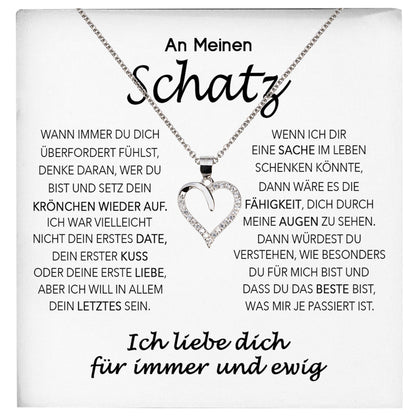 22Feels® Schatz Ich Liebe Dich Frauen Geschenk Silber 925/000 Schmuck Ehefrau Freundin Herz Halskette Valentinstag Hochzeitstag Jahrestag-Schmuck mit Botschaftskarte - Herz21-22Feels