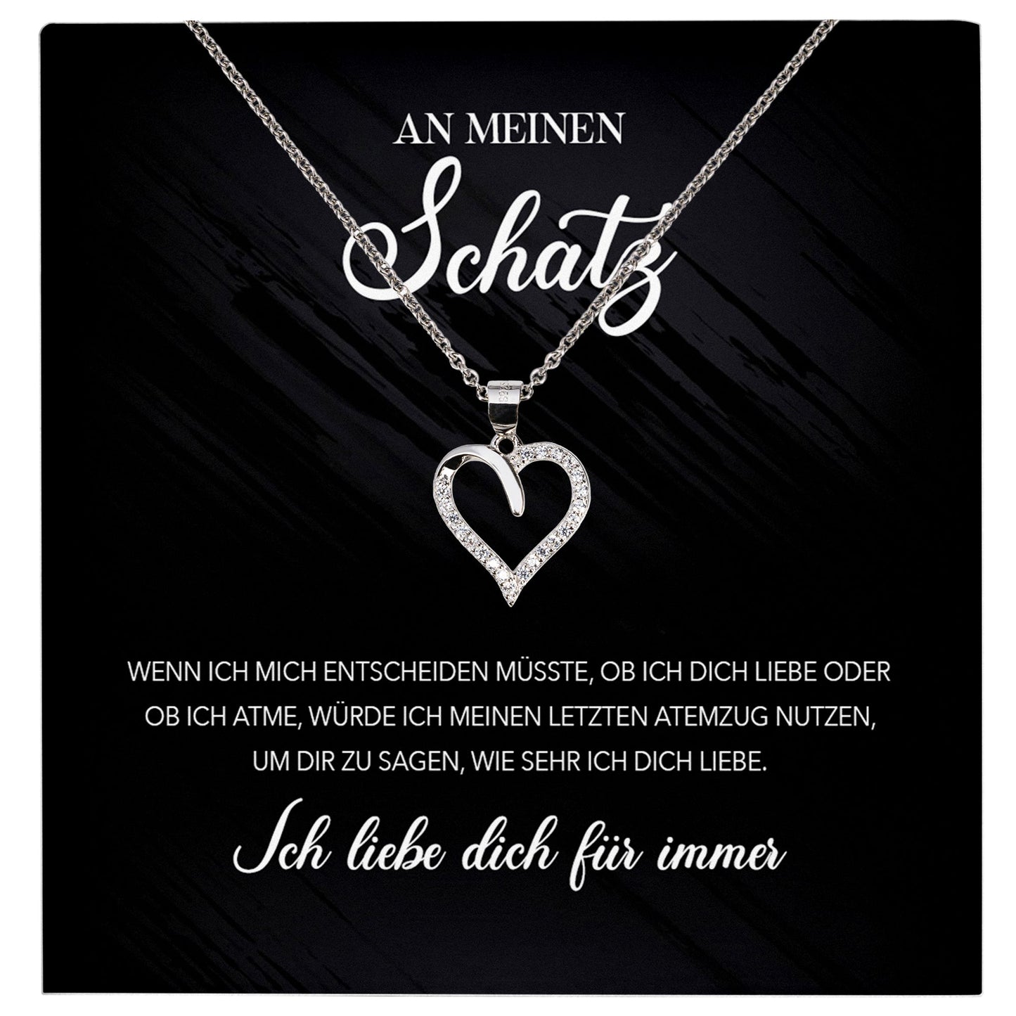 22Feels® Schatz Ich Liebe Dich Frauen Geschenk Silber 925/000 Schmuck Ehefrau Freundin Herz Halskette Valentinstag Hochzeitstag Jahrestag-Schmuck mit Botschaftskarte - Herz21-22Feels