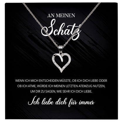 22Feels® Schatz Ich Liebe Dich Frauen Geschenk Silber 925/000 Schmuck Ehefrau Freundin Herz Halskette Valentinstag Hochzeitstag Jahrestag-Schmuck mit Botschaftskarte - Herz21-22Feels