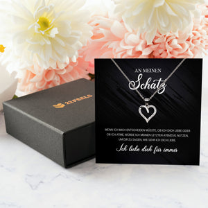 22Feels® Schatz Ich Liebe Dich Frauen Geschenk Silber 925/000 Schmuck Ehefrau Freundin Herz Halskette Valentinstag Hochzeitstag Jahrestag-Schmuck mit Botschaftskarte - Herz21-22Feels