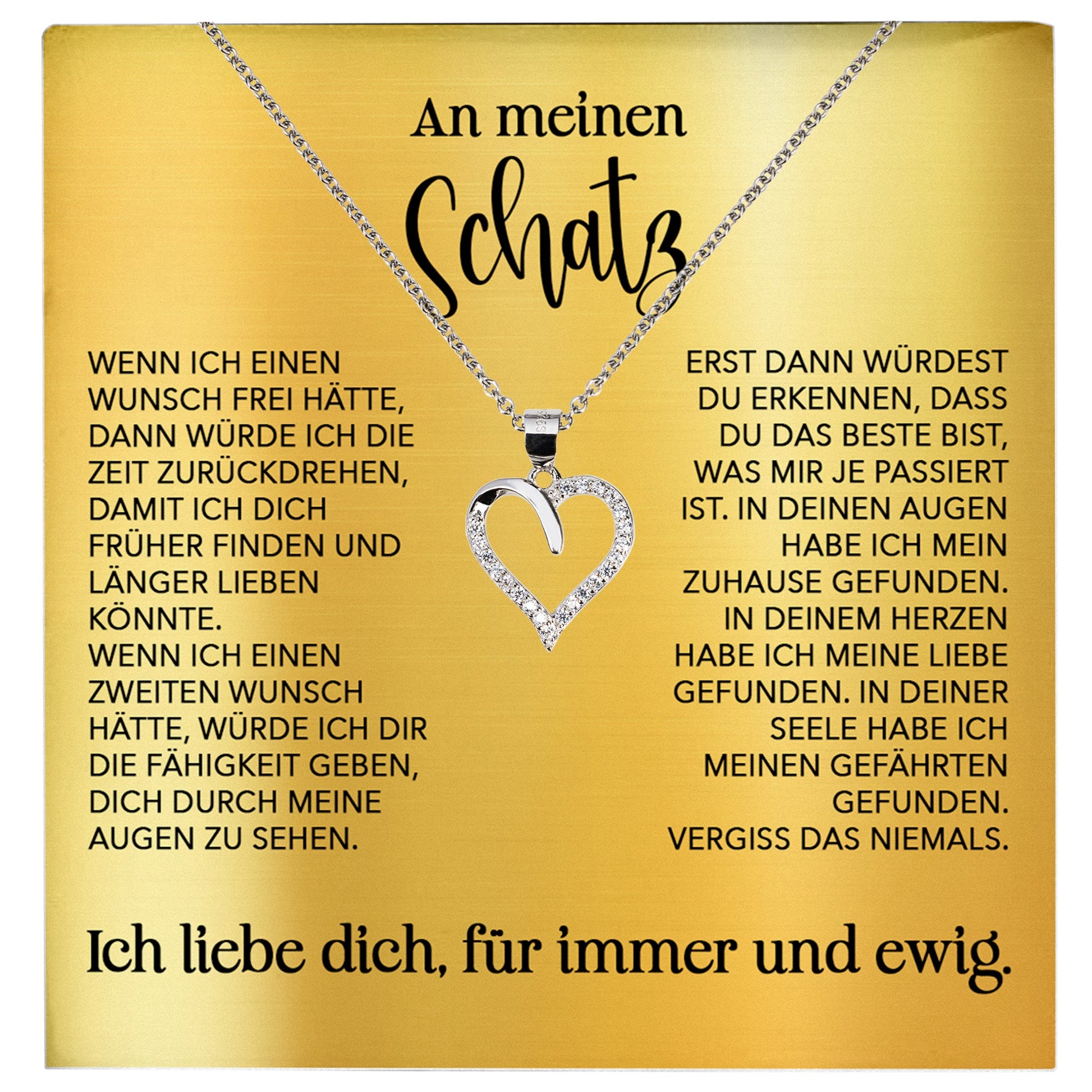 22Feels® Schatz Ich Liebe Dich Frauen Geschenk Silber 925/000 Schmuck Ehefrau Freundin Herz Halskette Valentinstag Hochzeitstag Jahrestag-Schmuck mit Botschaftskarte - Herz21-22Feels