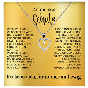 22Feels® Schatz Ich Liebe Dich Frauen Geschenk Silber 925/000 Schmuck Ehefrau Freundin Herz Halskette Valentinstag Hochzeitstag Jahrestag-Schmuck mit Botschaftskarte - Herz21-22Feels