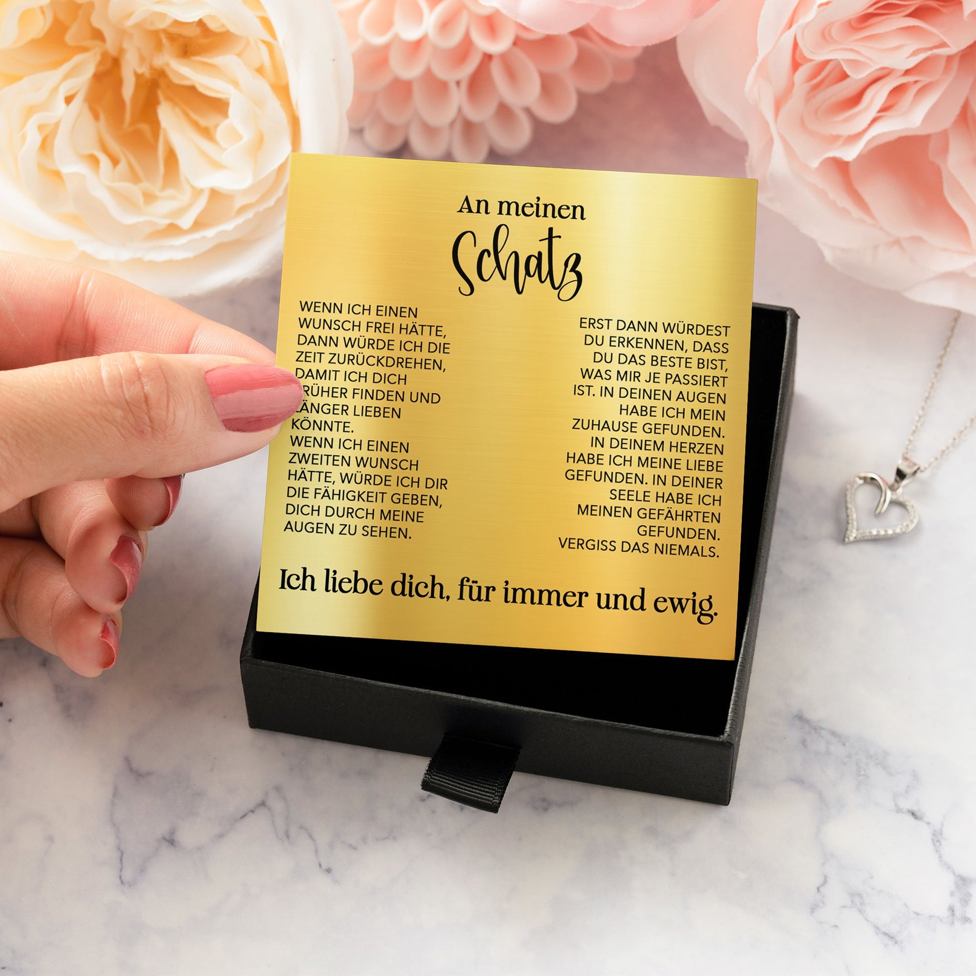 22Feels® Schatz Ich Liebe Dich Frauen Geschenk Silber 925/000 Schmuck Ehefrau Freundin Herz Halskette Valentinstag Hochzeitstag Jahrestag-Schmuck mit Botschaftskarte - Herz21-22Feels