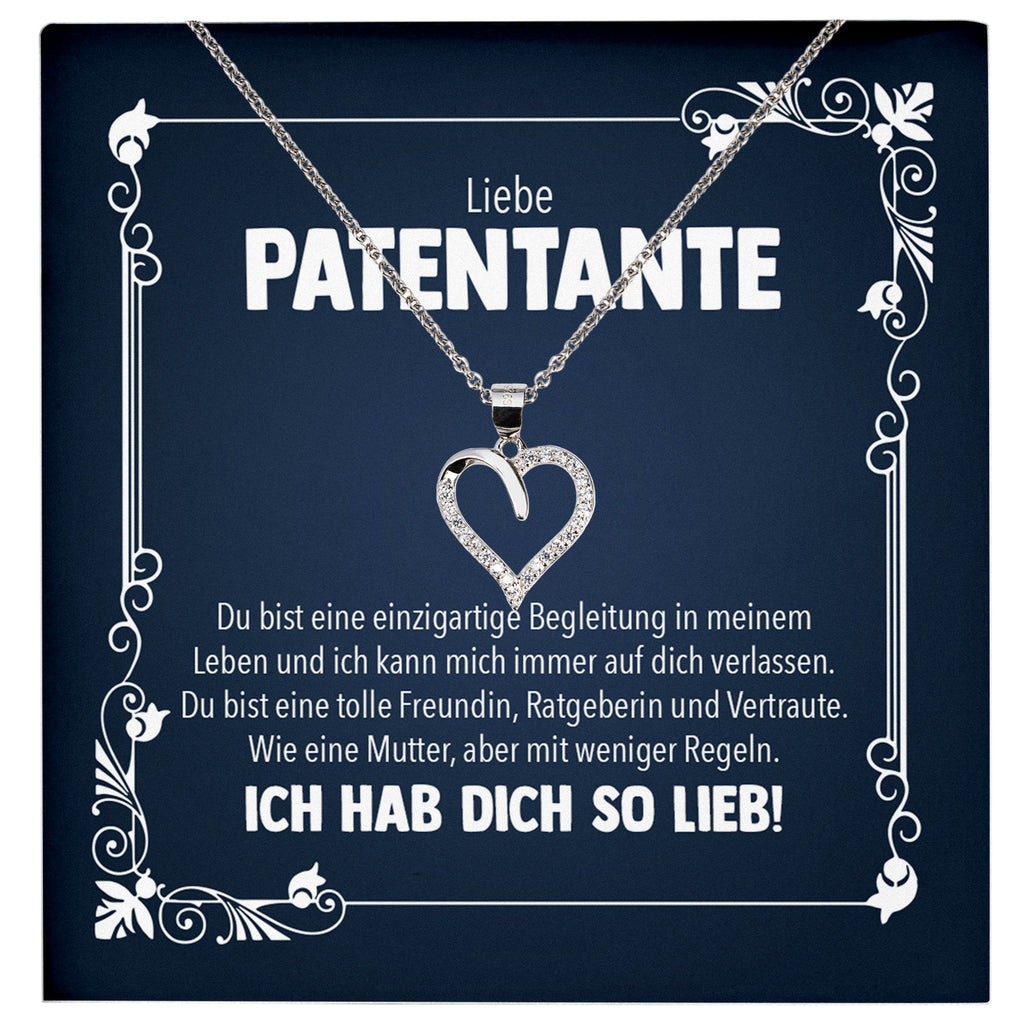 22Feels® Liebe Patentante Geschenk Silber 925/000 Herz Halskette mit Karte Patin Frauen Schmuck Damen Collier Geburtstag Weihnachte Taufe Familie-Schmuck mit Botschaftskarte - Herz21-22Feels