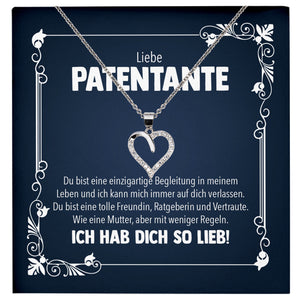 22Feels® Liebe Patentante Geschenk Silber 925/000 Herz Halskette mit Karte Patin Frauen Schmuck Damen Collier Geburtstag Weihnachte Taufe Familie-Schmuck mit Botschaftskarte - Herz21-22Feels