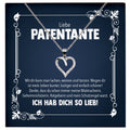 22Feels® Liebe Patentante Geschenk Silber 925/000 Herz Halskette mit Karte Patin Frauen Schmuck Damen Collier Geburtstag Weihnachte Taufe Familie-Schmuck mit Botschaftskarte - Herz21-22Feels