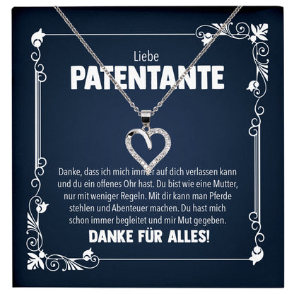22Feels® Liebe Patentante Geschenk Silber 925/000 Herz Halskette mit Karte Patin Frauen Schmuck Damen Collier Geburtstag Weihnachte Taufe Familie-Schmuck mit Botschaftskarte - Herz21-22Feels