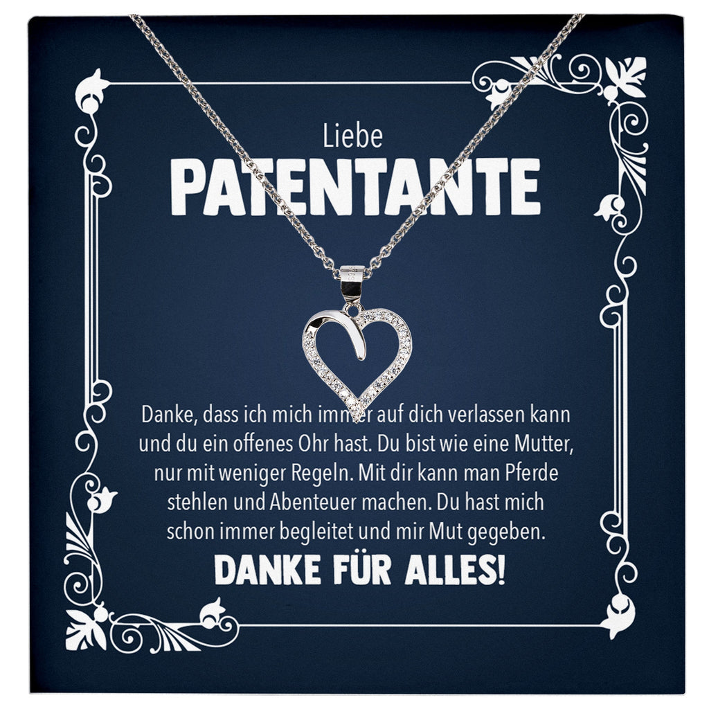 22Feels® Liebe Patentante Geschenk Silber 925/000 Herz Halskette mit Karte Patin Frauen Schmuck Damen Collier Geburtstag Weihnachte Taufe Familie-Schmuck mit Botschaftskarte - Herz21-22Feels
