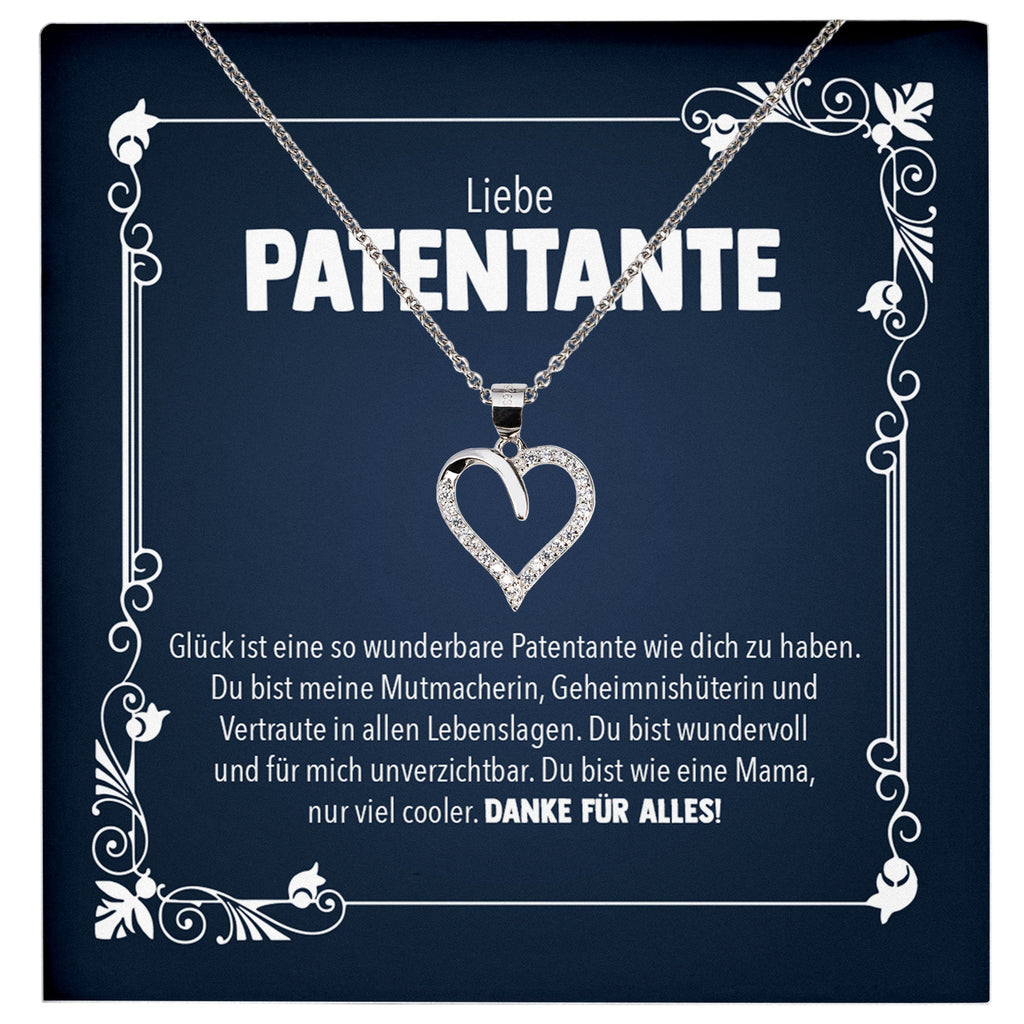 22Feels® Liebe Patentante Geschenk Silber 925/000 Herz Halskette mit Karte Patin Frauen Schmuck Damen Collier Geburtstag Weihnachte Taufe Familie-Schmuck mit Botschaftskarte - Herz21-22Feels