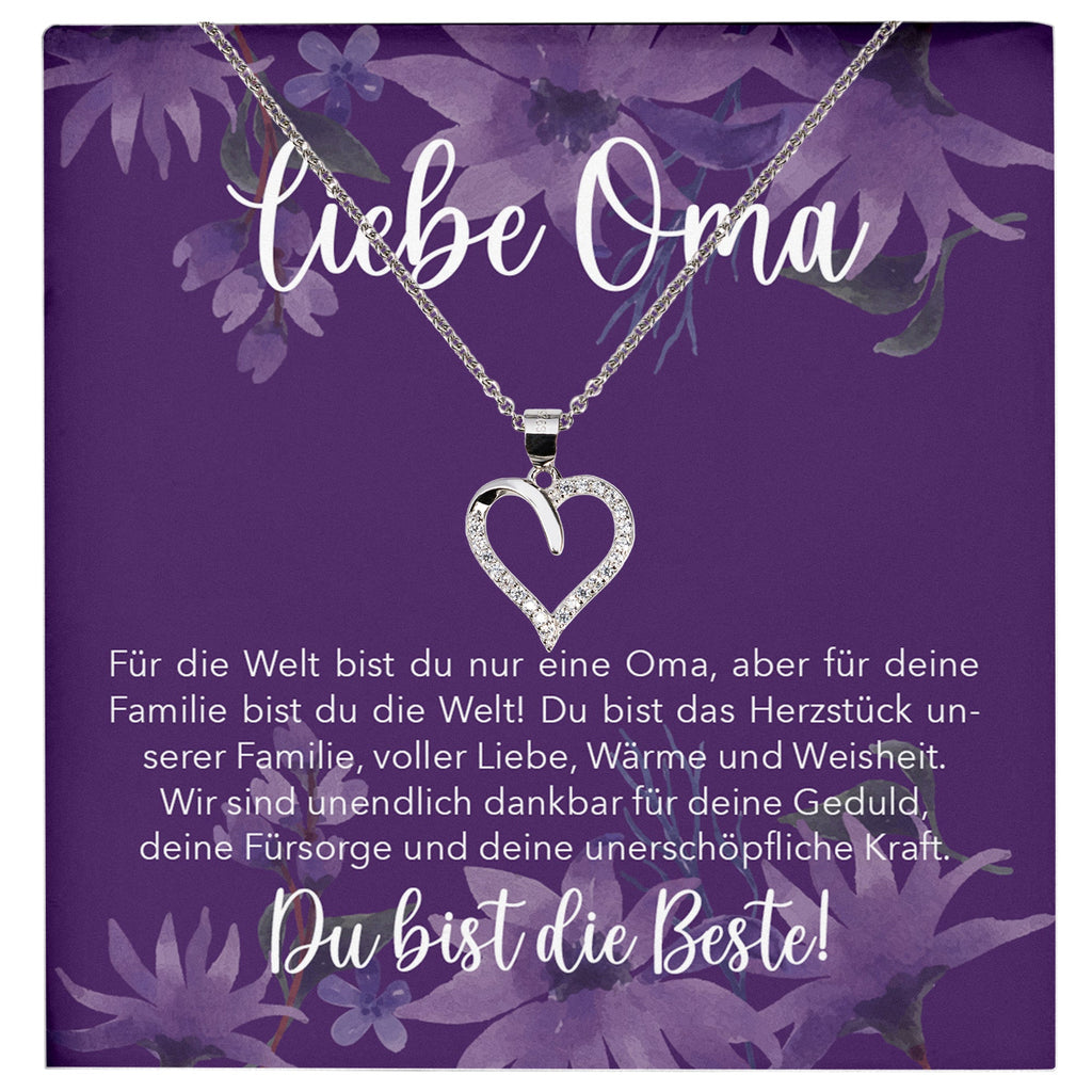 22Feels® Liebe Oma Geschenk Silber 925/000 Herz Halskette Karte Frauen Schmuck Damen Collier Grossmutter Weihnachten Geburtstag Muttertag Grosseltern-Schmuck mit Botschaftskarte - Herz21-22Feels