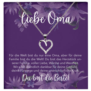 22Feels® Liebe Oma Geschenk Silber 925/000 Herz Halskette Karte Frauen Schmuck Damen Collier Grossmutter Weihnachten Geburtstag Muttertag Grosseltern-Schmuck mit Botschaftskarte - Herz21-22Feels