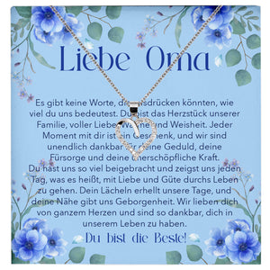 22Feels® Liebe Oma Geschenk Silber 925/000 Herz Halskette Karte Frauen Schmuck Damen Collier Grossmutter Weihnachten Geburtstag Muttertag Grosseltern-Schmuck mit Botschaftskarte - Herz21-22Feels