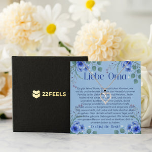 22Feels® Liebe Oma Geschenk Silber 925/000 Herz Halskette Karte Frauen Schmuck Damen Collier Grossmutter Weihnachten Geburtstag Muttertag Grosseltern-Schmuck mit Botschaftskarte - Herz21-22Feels