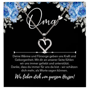 22Feels® Unsere Oma Geschenk Silber 925/000 Herz Halskette Karte Frauen Schmuck Damen Collier Grossmutter Weihnachten Geburtstag Muttertag Grosseltern-Schmuck mit Botschaftskarte - Herz21-22Feels