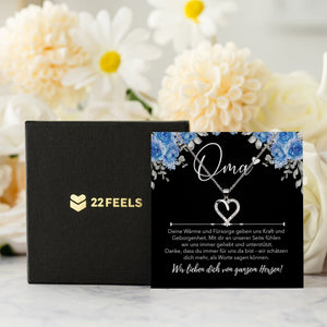 22Feels® Unsere Oma Geschenk Silber 925/000 Herz Halskette Karte Frauen Schmuck Damen Collier Grossmutter Weihnachten Geburtstag Muttertag Grosseltern-Schmuck mit Botschaftskarte - Herz21-22Feels