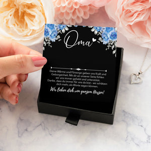 22Feels® Unsere Oma Geschenk Silber 925/000 Herz Halskette Karte Frauen Schmuck Damen Collier Grossmutter Weihnachten Geburtstag Muttertag Grosseltern-Schmuck mit Botschaftskarte - Herz21-22Feels