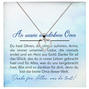 22Feels® Liebe Oma Geschenk Silber 925/000 Herz Halskette Karte Frauen Schmuck Damen Collier Grossmutter Weihnachten Geburtstag Muttertag Grosseltern-Schmuck mit Botschaftskarte - Herz21-22Feels