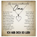 22Feels® Liebe Oma Geschenk Silber 925/000 Herz Halskette Karte Frauen Schmuck Damen Collier Grossmutter Weihnachten Geburtstag Muttertag Grosseltern-Schmuck mit Botschaftskarte - Herz21-22Feels