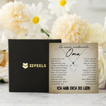 22Feels® Liebe Oma Geschenk Silber 925/000 Herz Halskette Karte Frauen Schmuck Damen Collier Grossmutter Weihnachten Geburtstag Muttertag Grosseltern-Schmuck mit Botschaftskarte - Herz21-22Feels