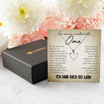 22Feels® Liebe Oma Geschenk Silber 925/000 Herz Halskette Karte Frauen Schmuck Damen Collier Grossmutter Weihnachten Geburtstag Muttertag Grosseltern-Schmuck mit Botschaftskarte - Herz21-22Feels