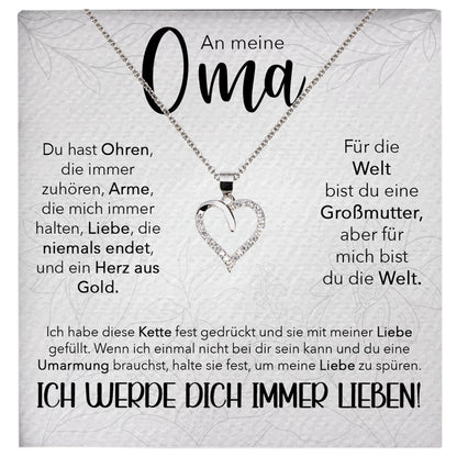 22Feels® Liebe Oma Geschenk Silber 925/000 Herz Halskette Karte Frauen Schmuck Damen Collier Grossmutter Weihnachten Geburtstag Muttertag Grosseltern-Schmuck mit Botschaftskarte - Herz21-22Feels