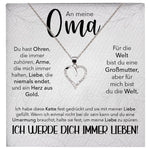 22Feels® Liebe Oma Geschenk Silber 925/000 Herz Halskette Karte Frauen Schmuck Damen Collier Grossmutter Weihnachten Geburtstag Muttertag Grosseltern-Schmuck mit Botschaftskarte - Herz21-22Feels