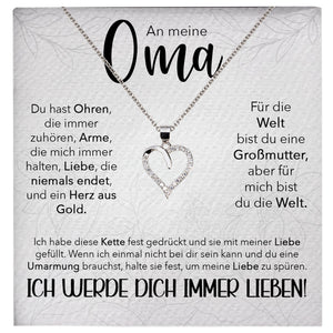 22Feels® Liebe Oma Geschenk Silber 925/000 Herz Halskette Karte Frauen Schmuck Damen Collier Grossmutter Weihnachten Geburtstag Muttertag Grosseltern-Schmuck mit Botschaftskarte - Herz21-22Feels
