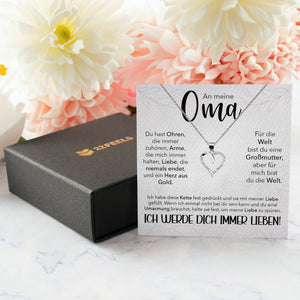 22Feels® Liebe Oma Geschenk Silber 925/000 Herz Halskette Karte Frauen Schmuck Damen Collier Grossmutter Weihnachten Geburtstag Muttertag Grosseltern-Schmuck mit Botschaftskarte - Herz21-22Feels