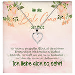 22Feels® Liebe Oma Geschenk Silber 925/000 Herz Halskette Karte Frauen Schmuck Damen Collier Grossmutter Weihnachten Geburtstag Muttertag Grosseltern-Schmuck mit Botschaftskarte - Herz21-22Feels