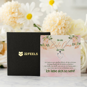 22Feels® Liebe Oma Geschenk Silber 925/000 Herz Halskette Karte Frauen Schmuck Damen Collier Grossmutter Weihnachten Geburtstag Muttertag Grosseltern-Schmuck mit Botschaftskarte - Herz21-22Feels
