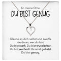 22Feels® Oma Geschenk Silber 925/000 Herz Halskette Karte Frauen Schmuck Du Bist Genug Damen Collier Grossmutter Weihnachten Geburtstag Muttertag Grosseltern-Schmuck mit Botschaftskarte - Herz21-22Feels