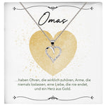 22Feels® Oma Geschenk Silber 925/000 Herz Halskette Karte Golden Frauen Schmuck Damen Collier Grossmutter Weihnachten Geburtstag Muttertag Grosseltern-Schmuck mit Botschaftskarte - Herz21-22Feels